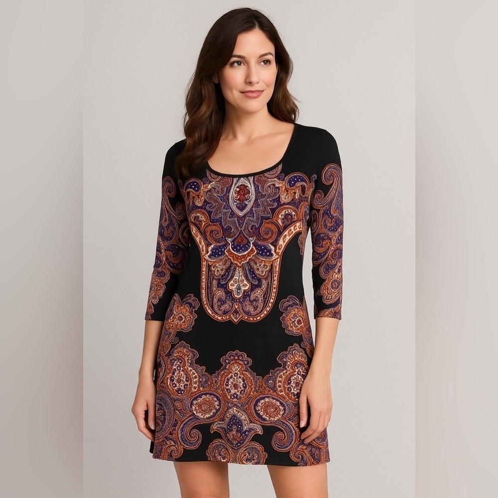 INC International Concepts Black Multicolor Mini Dress